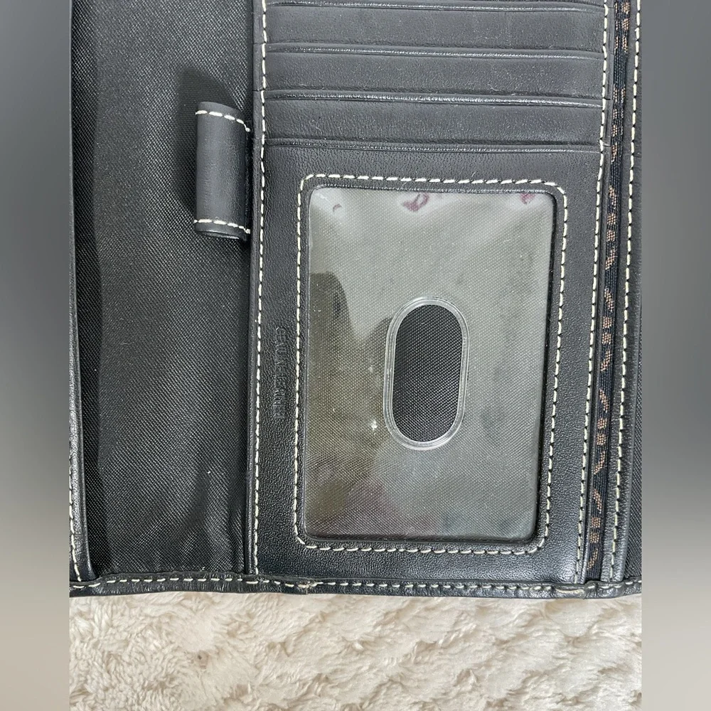 Fossil Signature Brown/Black Leather Trifold Wallet Organizer